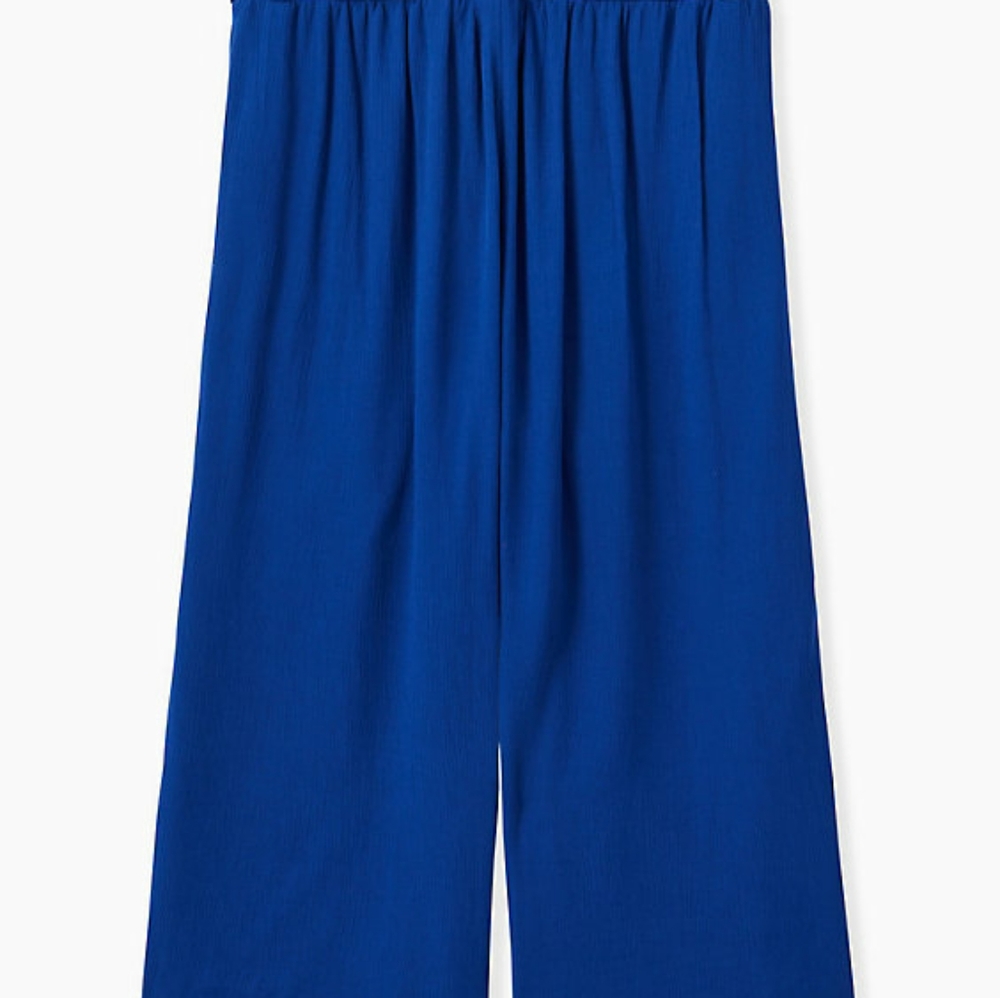 SAPPHIRE BLUE CRINKLED GAUZE SELF TIE CULOTTE PANT